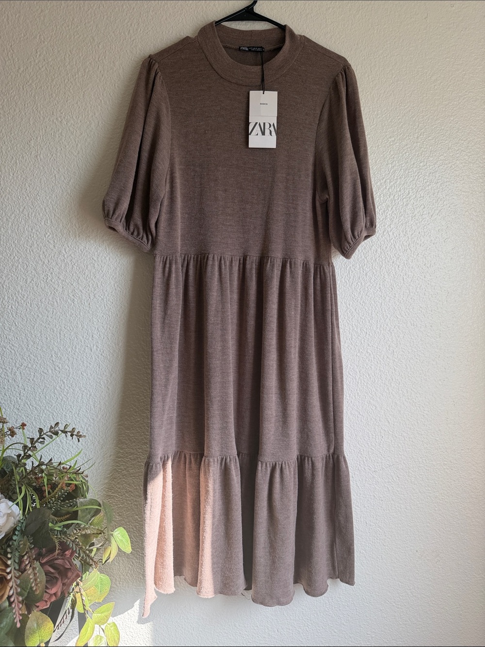 Zara soft-feel tiered midi dress size NWT (flaw gem)